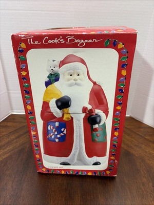 The Cook's Bazaar KRIS KRINGLE Santa Design Ceramic Cookie Jar 13  Tall New
