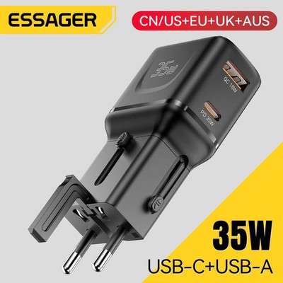 Essager 35W GaN International Travel Adapter USB Type C Charger For iPhone 16 15