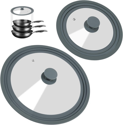 Universal Lid for Pots, Pans, and Skillets - 2 Pack Silicone Replacement Pan Lid