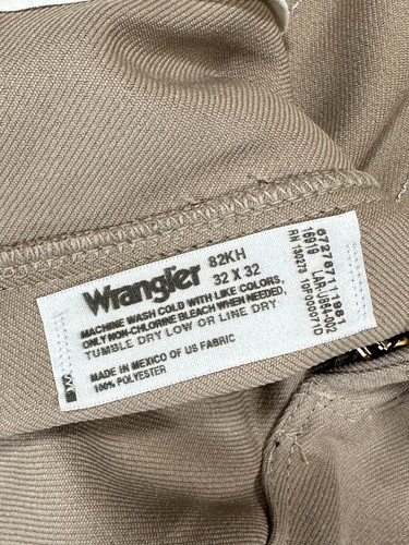Vintage Wrangler Wrancher Boot Dress Jeans Mens 32x32 Khaki Tan Poly Stretch New - Picture 10 of 11