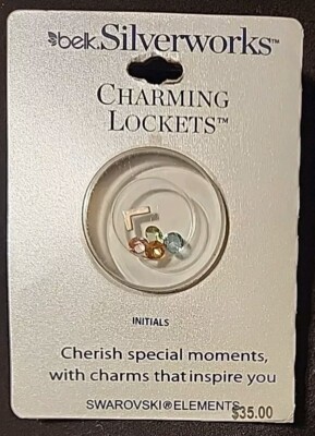 belk silverworks charming locket Charms w/  L  initial and crystals New