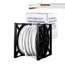 RG59 Siamese Coaxial Cable 500ft 20AWG+18/2AWG CCTV Security Camera Wire White