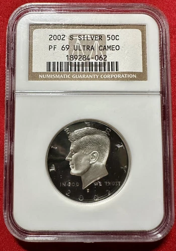 2002 S SILVER 50 Cent Kennedy Half Dollar Proof 69 Ultra Cameo NGC Graded