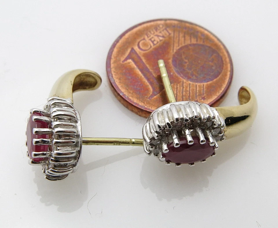 REIF-DESIGN - HOCHWERTIGE DIAMANT RUBIN OHRRINGE - 585 GELBGOLD/WEISSGOLD