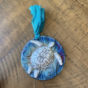 J. Diller Sea Turtle Ornament Or Wall Art Signed  Iridescent I Am Serene