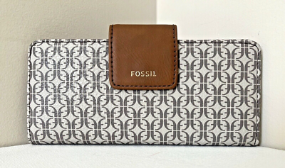 New Fossil Madison Slim Clutch Wallet Taupe / Tan Multi | eBay