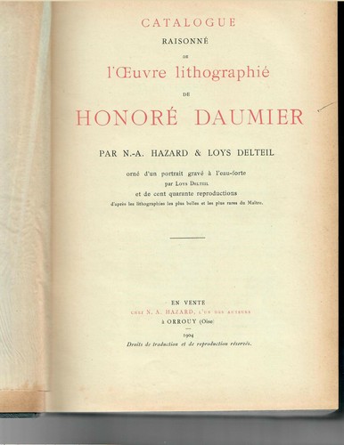 Hazard & Delteil ,Catalogue Raisonne De l' oeuvre lithographie de Honore Daumier - Picture 3 of 5