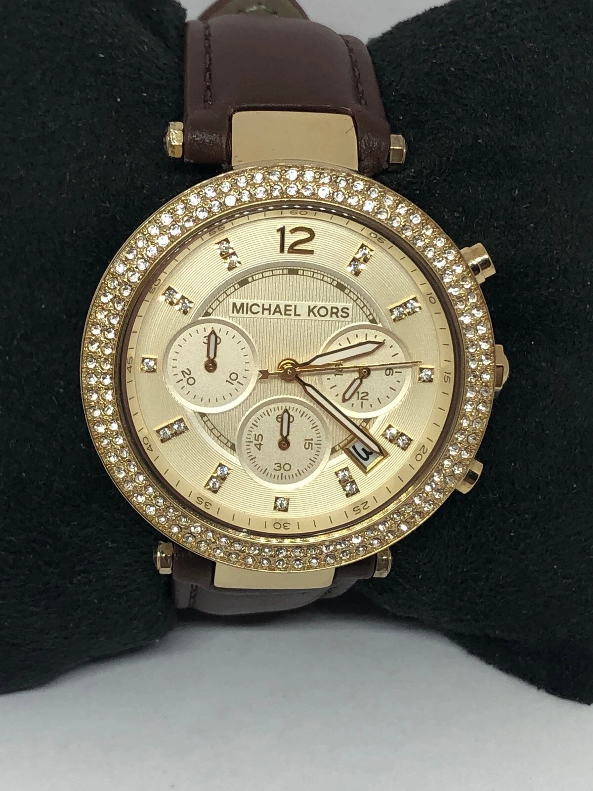 Orologio Michael Kors MK5688 donna pelle marrone analogico quadrante oro originale QB374