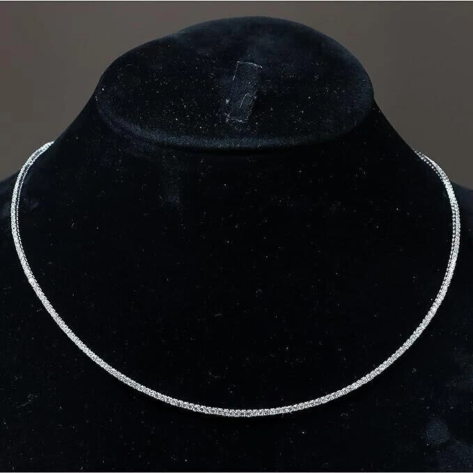 Oro Blanco 14k 4,60 Ct.T.W. Bonito collar de tenis de diamantes reales extraídos de tierra de 18" Foto 3 de 4