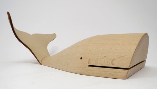 Dwellstudio Modern Wood Leather Whale Ring Toss Baby Child Decor Toy HTF Animal