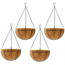 12inch Hanging Baskets with Plant Fiber Liner and Metal Frame, Chain.