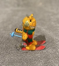 Pre Owned Nostalgic Vintage Wooden Garfield Skiing Ornament