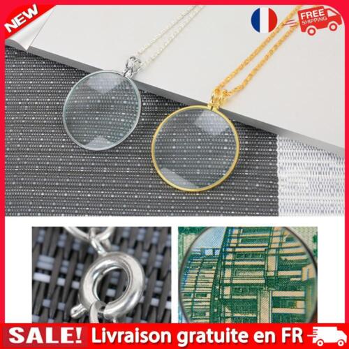 fr 5X Magnifier Chain Magnifying Glass Optical Lens Necklace for Aid Reading Rep - Afbeelding 1 van 14
