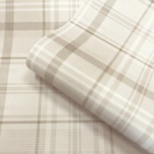 Kirkham Tartan Check Wallpaper Navy Orange Neutral Green Feature Wall Lounge