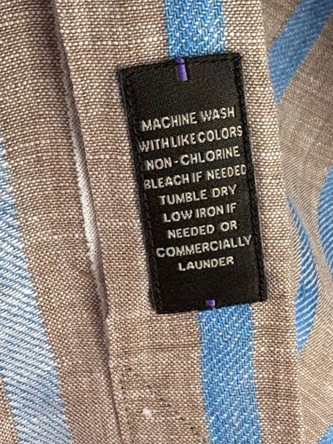 Luxure Louise Philippe 100% Linen Slim Fit Striped Long Sleeve Shirt, Men's L - Picture 10 of 12