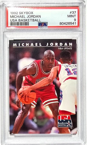 Michael Jordan Skybox USA Basketball 1992 Card #37 Graded PSA 9 Mint! Bulls