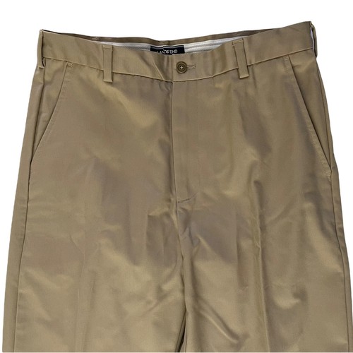 Lands End Boys Sz 20 (15-16yrs) 34WX32L Perfect Chino Khaki Pants Uniform #2264 - Picture 5 of 9
