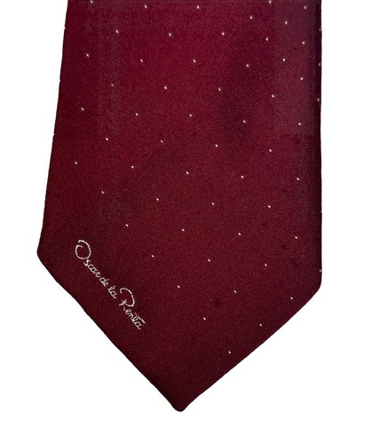 Vintage Oscar De La Renta Men’s Necktie Burgundy 56x3” - Picture 3 of 9
