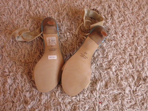 APART Leder High Heels Sling Sandalette Sandale Türkis Beige mit Verzierungen 39 - Bild 8 von 13