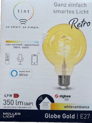 TINT MüllerLicht zigbee Smart+ LED Globe gold Retro 5,5W E27 EEK:F  