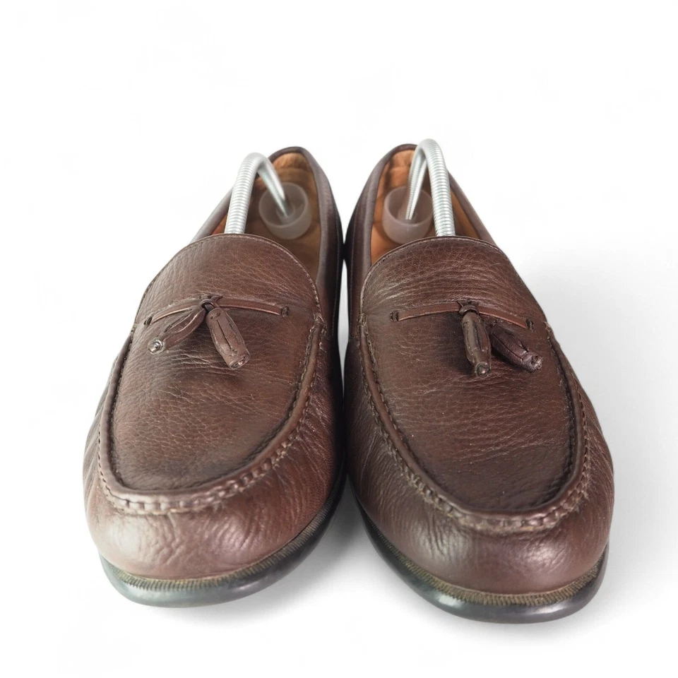 Mocasines sin cordones Thom McAn Tassel de cuero de grano completo marrón 84815 para hombre 13 Foto 3 de 4