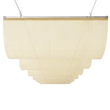 Retractable Canopy Cover Yard Gazebo Awning Wave Pergola Shade w/ Wire Beige