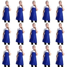 Total 15 PCS Dark Blue Bib Aprons Bulk for Women Men with 2 Front Pockets Dar...