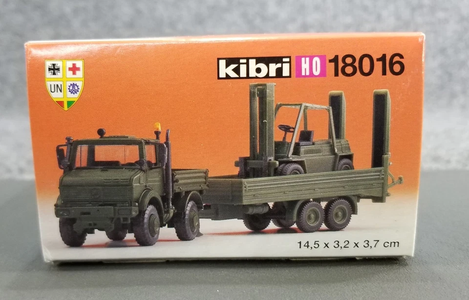Kibri HO Model Kit 18016 MB UNIMOG & TRAILER FORKLIFT MILITARY SEALED BOX - Image 3 of 4
