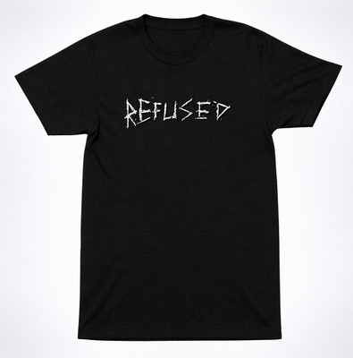 Refused Scratch Logo Black T-Shirt Raw Hardcore Punk Band Text Graphic Tee