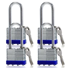 4 Pack Outdoor Padlocks with Keys Long Shackle Keyed Alike Padlocks with 8 Ke...