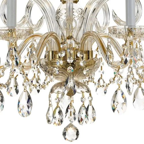 Crystorama Traditional Crystal 22" W 5-Light Brass Crystal Chandelier - Picture 2 of 5