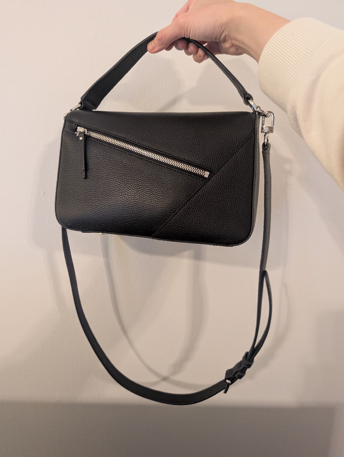 Quince handbag black leather patchwork crossbody … - image 5