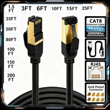 CAT8 RJ45 Ethernet Cable Super Speed 40Gbps Cat 8 Network Cable Gold Plated Lot