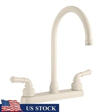 High Rise RV Kitchen Faucet Dual Lever Gooseneck Durable Brass 2 Hole Design New