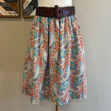 Ralph Lauren Vintage 80s Cotton Paisley Print Skirt size 6
