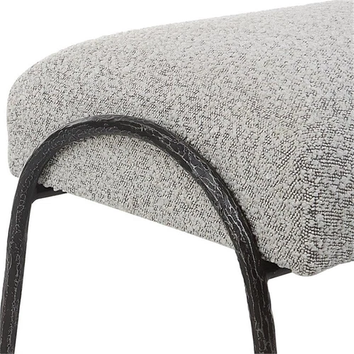 Uttermost Jacobsen Contemporary Fabric and Iron Bench in Warm Gray/Aged Black - Picture 6 of 8