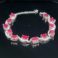 925 Silver Bracelet for women 183 mm with Natural Ruby Gemstones