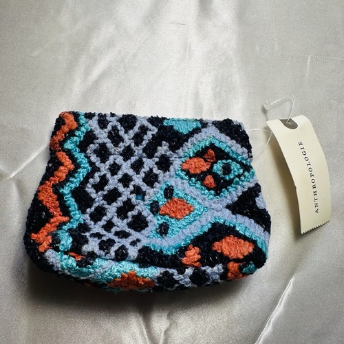 NWT Anthropologie Pouch Clutch Handbag Boho Embroidered Tribal Multicolor Zipper - Picture 3 of 8