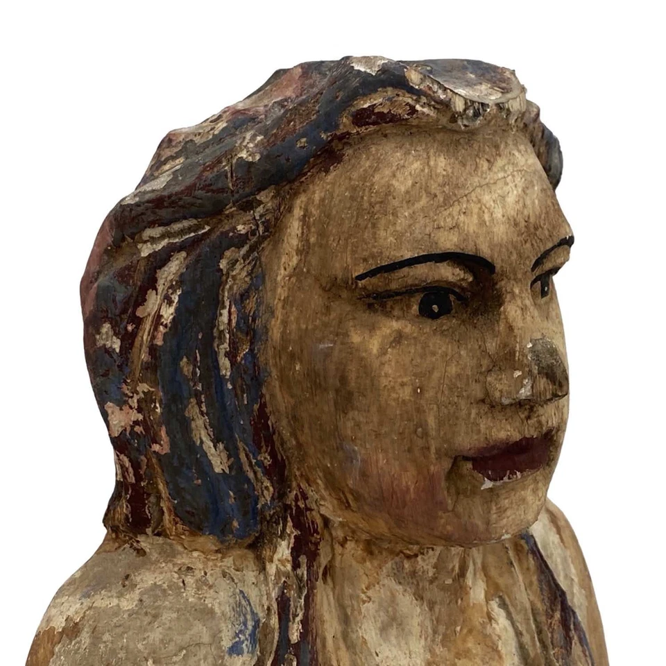 Cabeza de figura de barco montada en la pared sirena réplica antigua arte popular cabeza de mástil Foto 2 de 4