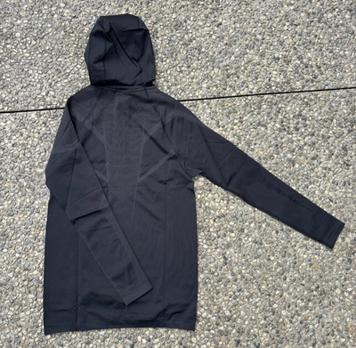 GYMSHARK Onyx 5.0 Seamless Hoodie -Black/Onyx Blue - LARGE
