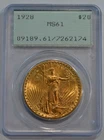 1928  $20 Saint-Gaudens  PCGS MS61  Gold Double Eagle OGH old rattler holder!!!!