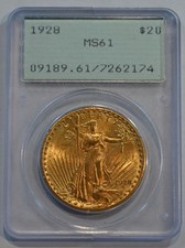 1928  $20 Saint-Gaudens  PCGS MS61  Gold Double Eagle OGH old rattler holder!!!!