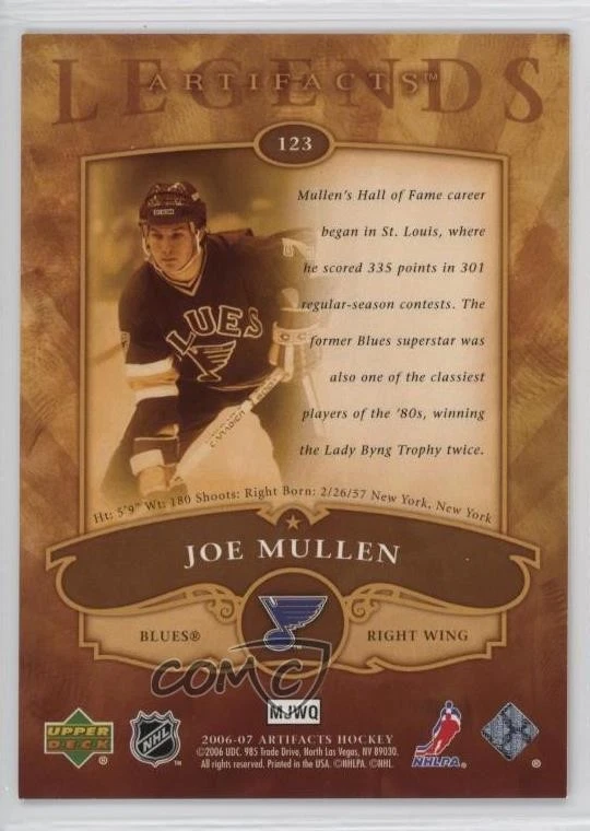 2006-07 Upper Deck Artifacts Silver /100 Joe Mullen #123 HOF - Image 2 of 2