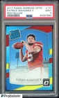 2017 Donruss Optic Red Yellow Prizm #177 Patrick Mahomes II RC Rookie PSA 9