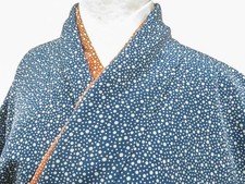 JAPANESE KIMONO KOMON NAVY BLUE 168cm 5 ft 6 in PURE SILK FF1170