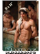 Young men in turkish bath hammam - Gay Homoerotic - Orientalist painting - 2390