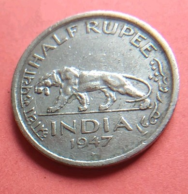 India - British  1/2 Rupee / King George VI / 1947/ 5,81 g.