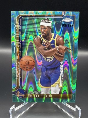 Jimmy Butler III 2025-26 Topps Chrome #209 Refractor Raywave Aqua /199 Warriors