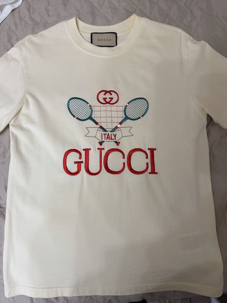 Gucci Tennis Embroidery Oversized T-Shirt in Off-White | eBay