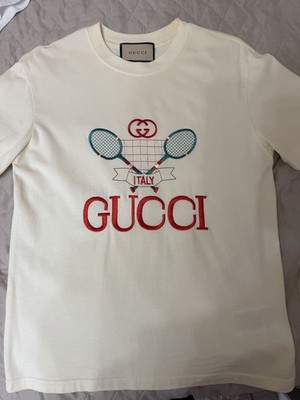 Gucci Tennis Embroidery Oversized T-Shirt in Off-White | eBay